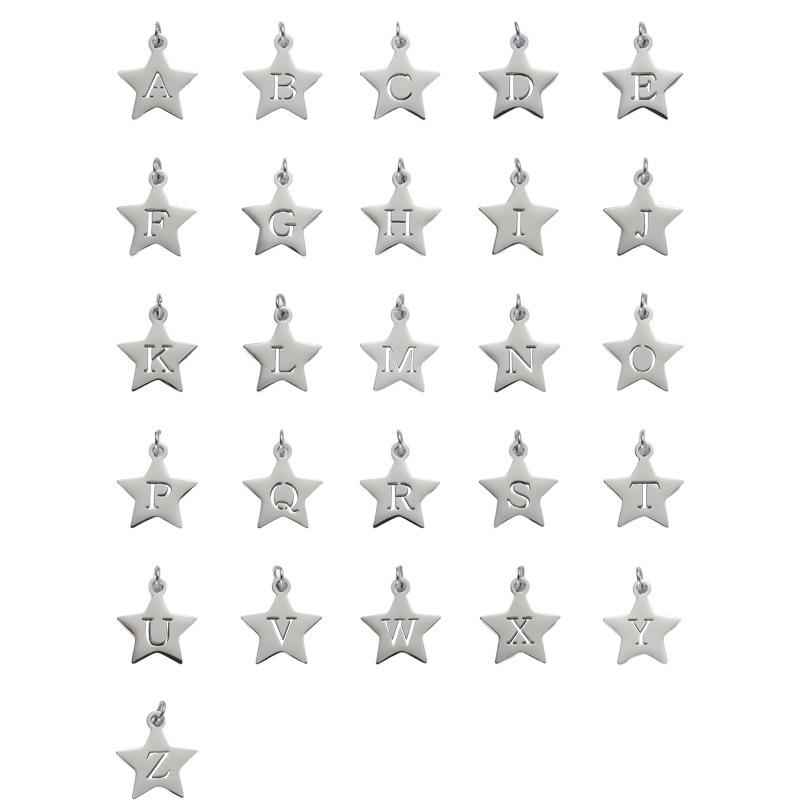 Titanium Steel Bracelet And Necklace Accessories 26-letter 18K Jewelry Pendants photo 2