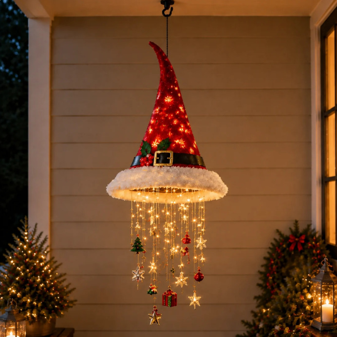 Christmas Hanging Hat Decor Lamp 3D-Printed Christmas Hat Chandelier photo 8