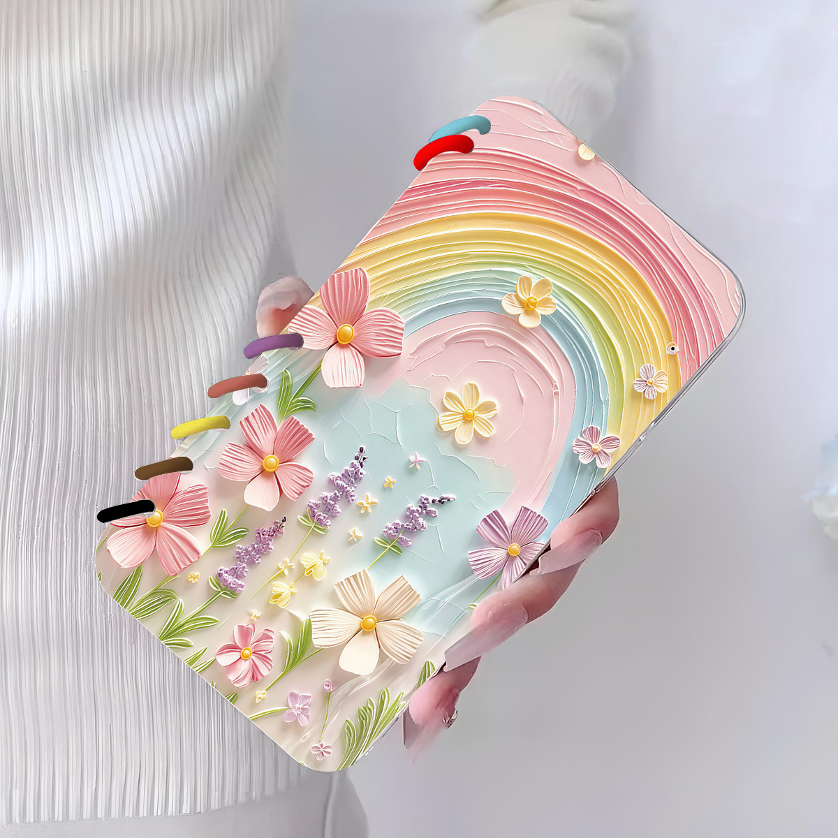 Rainbow Floral Notebook Flip Case For Mobile Phones photo 5