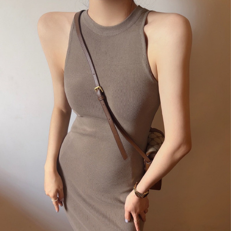 Retro Halter-neck Knitted Camisole Dress For Women photo 1