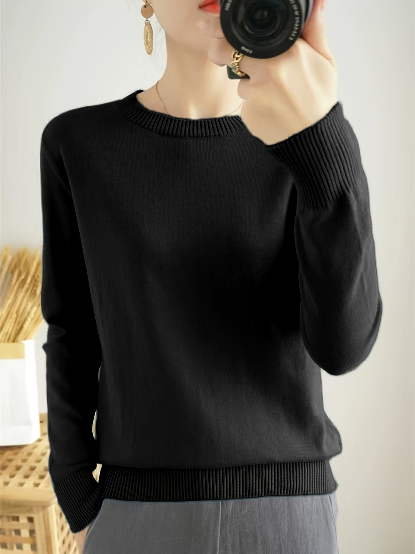 Women's Loose-fitting Versatile Long-sleeve Sweater photo 5