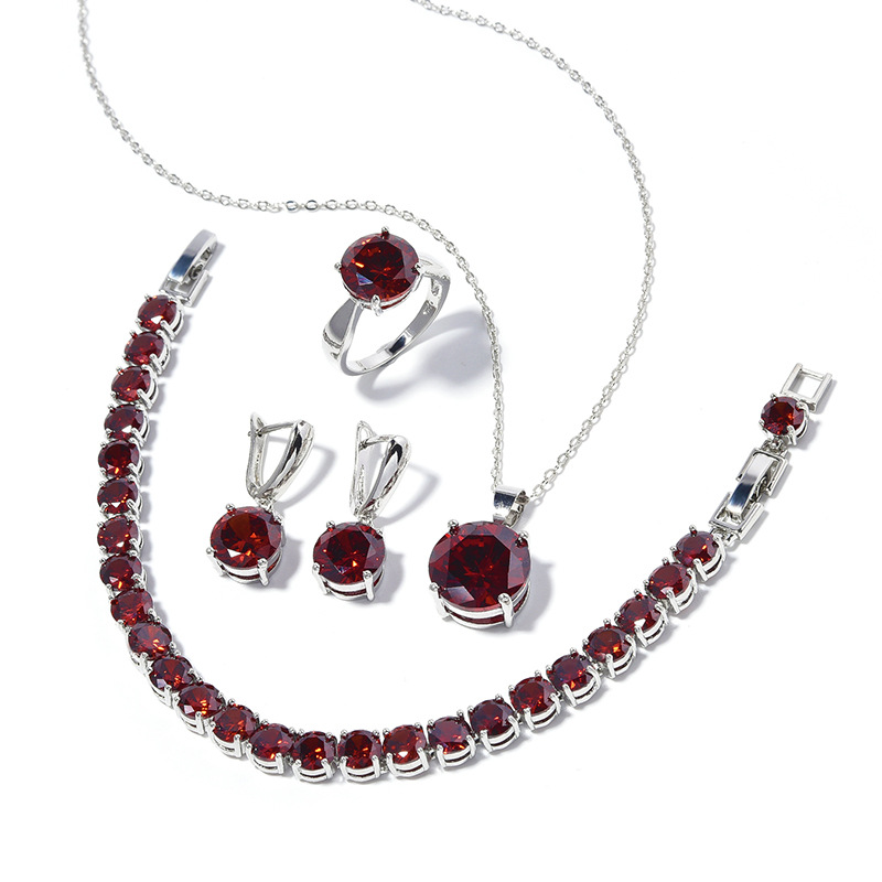 Geometric Round Earrings Ring Bracelet Necklace Ornament Suit photo 5