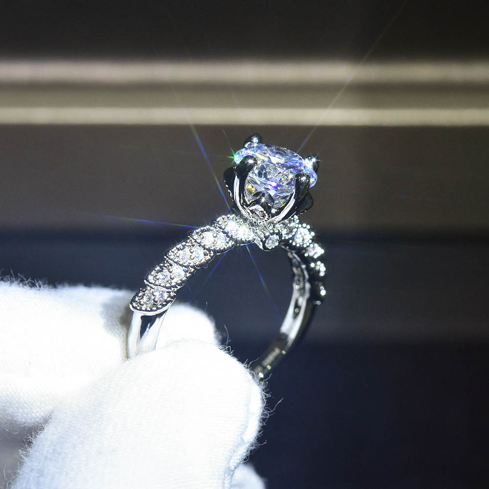 Platinum Plated Moissanite Goddess Of Fortune Ring photo 3