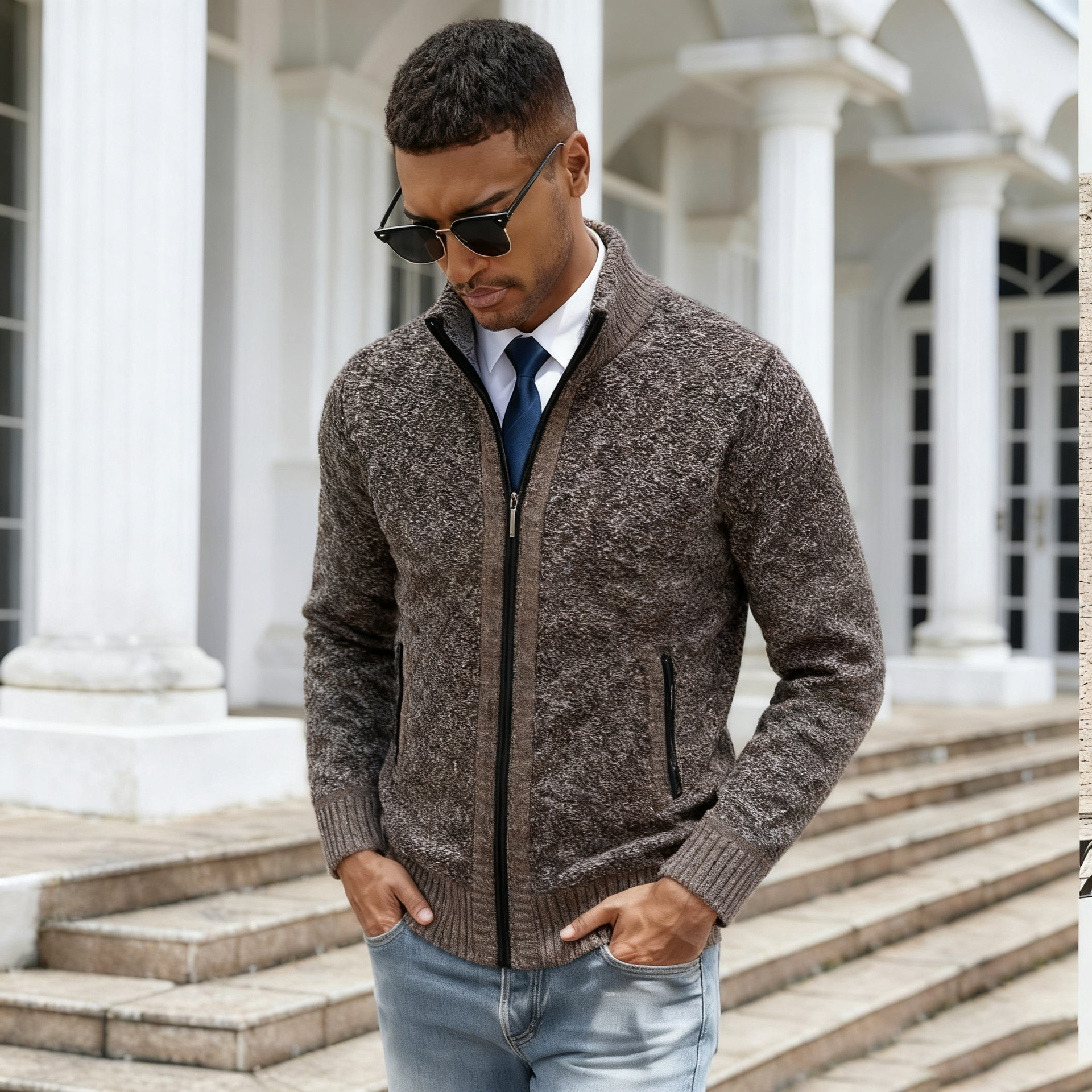 Thickened Men's Sweater Knitted Cardigan photo 6