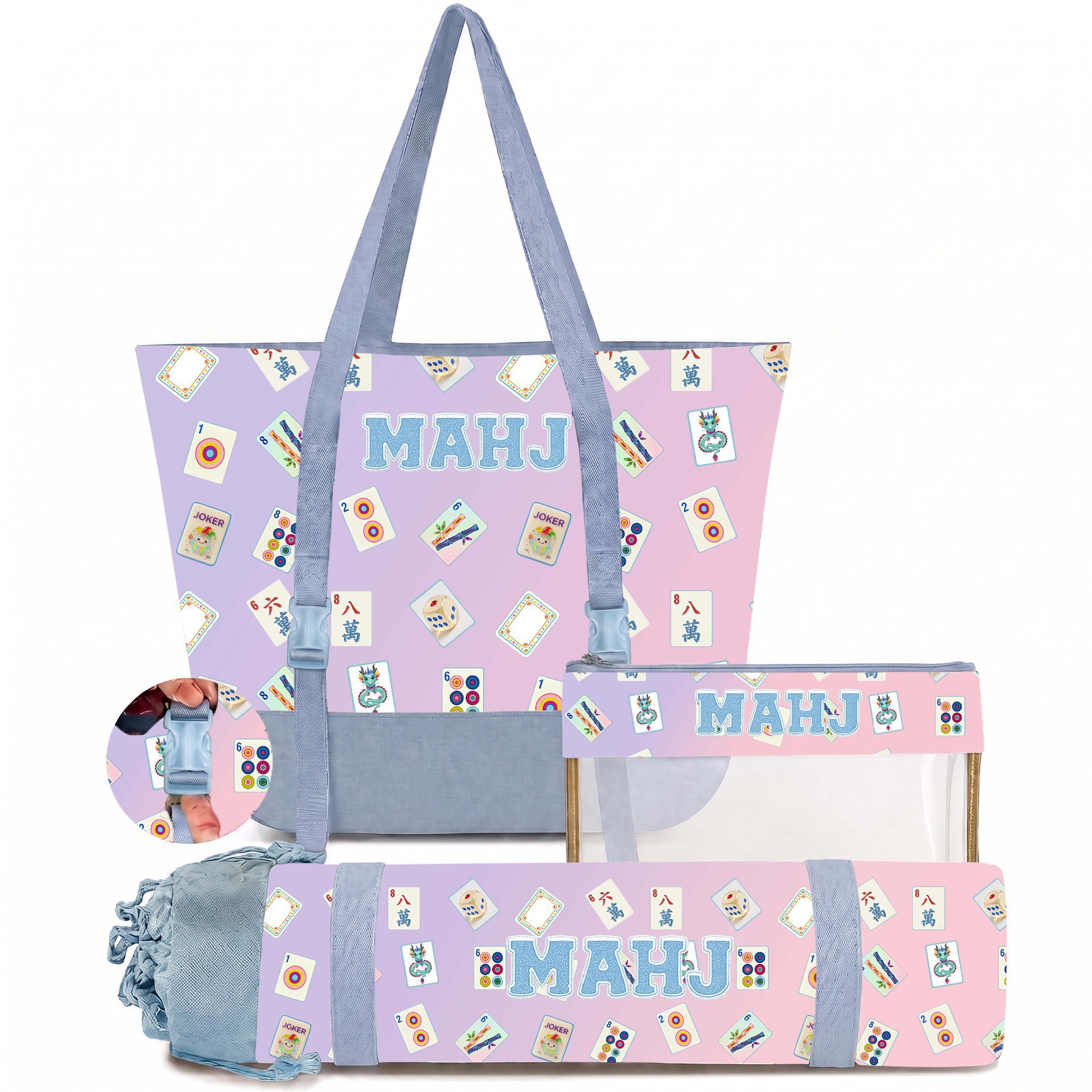 Best-Selling Macaron-Printed Mahjong Card Three-Piece Set photo 7