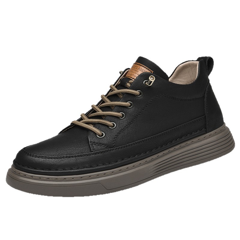 Men's Cowhide Casual Leather Shoes With A Thick Sole For Added Height photo 4