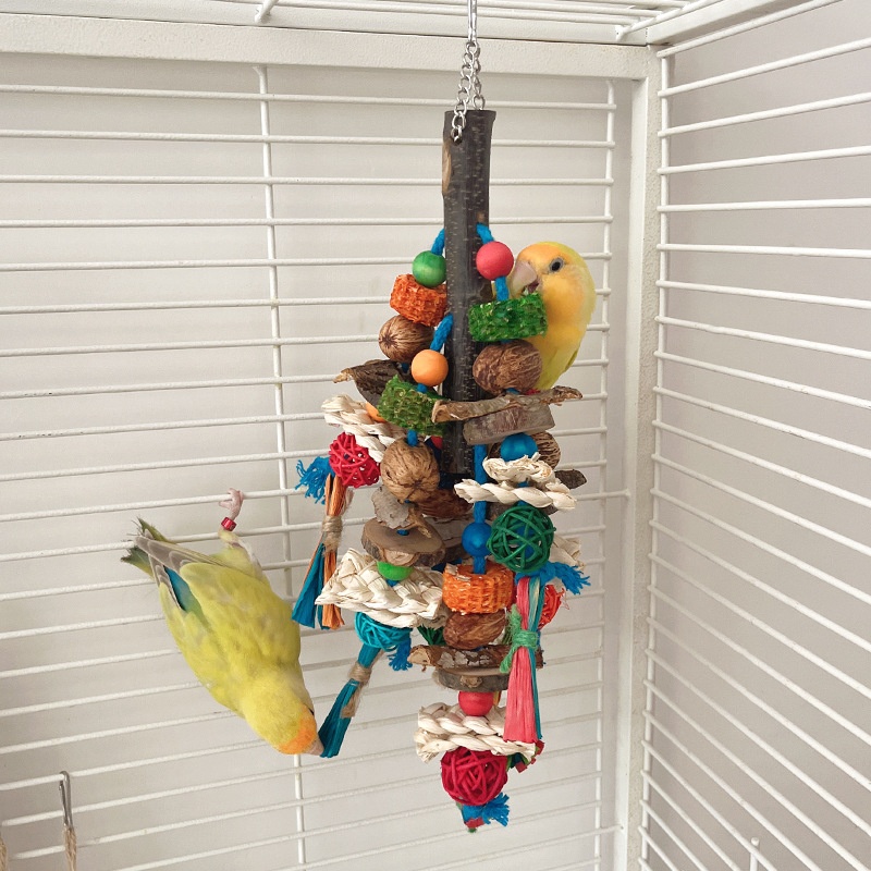 Parrot Toy Bird Decompression Relieving Stuffy Natural Material Tearing Toy Color String Combination photo 4