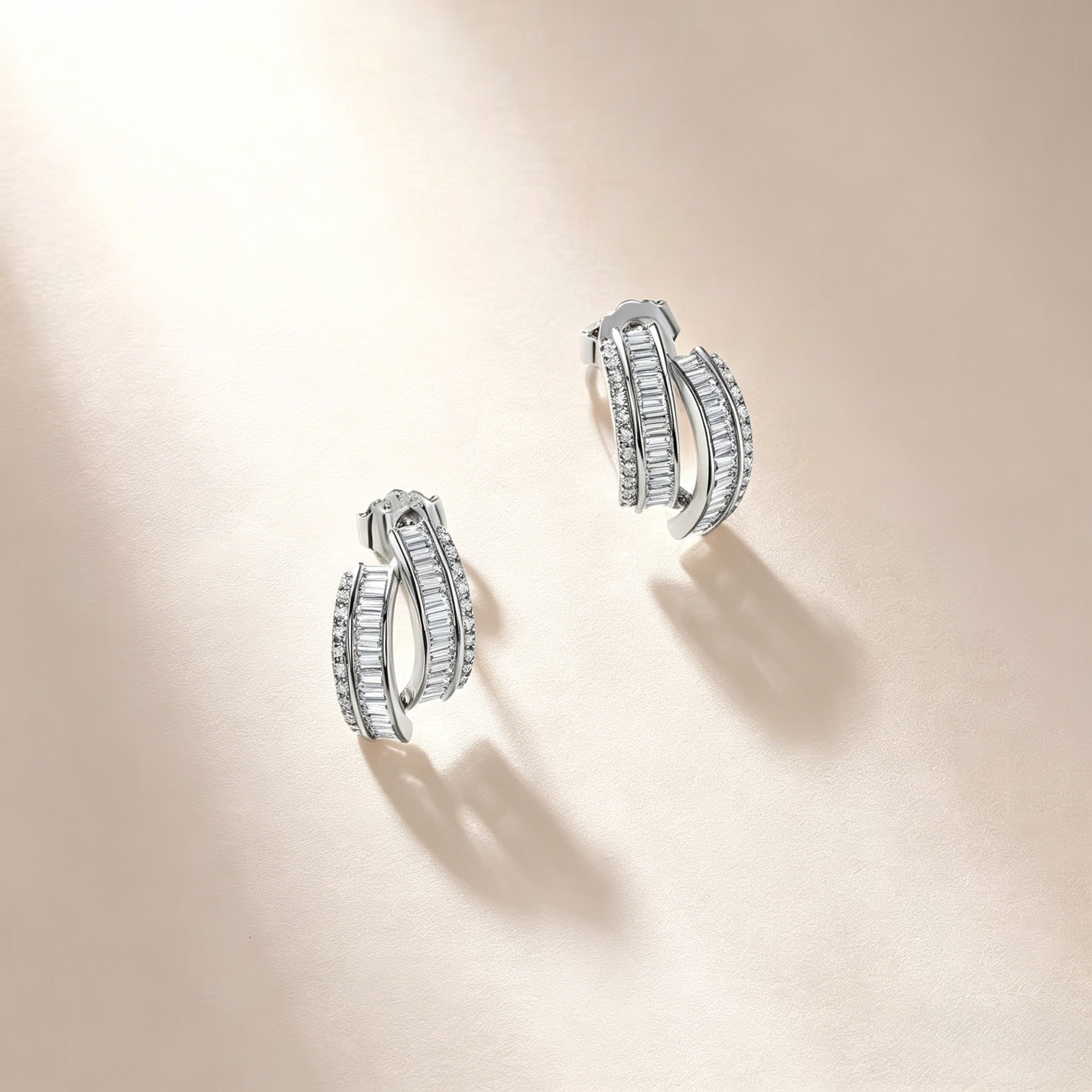New Geometric Multi-layer Stepped Moissanite Earrings photo 1