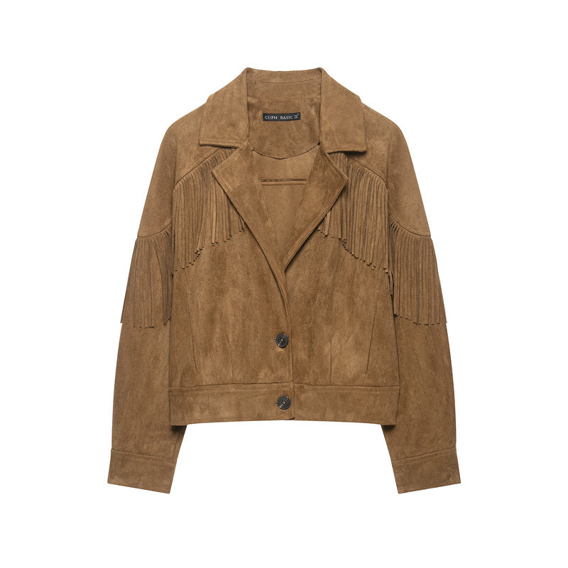 Women's Suede Tassel Jacket Coat photo 2