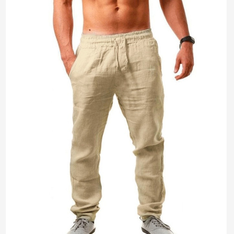 Men's Hip-Hop Breathable Cotton-Linen Loose-Fit Casual Sports Trousers photo 3