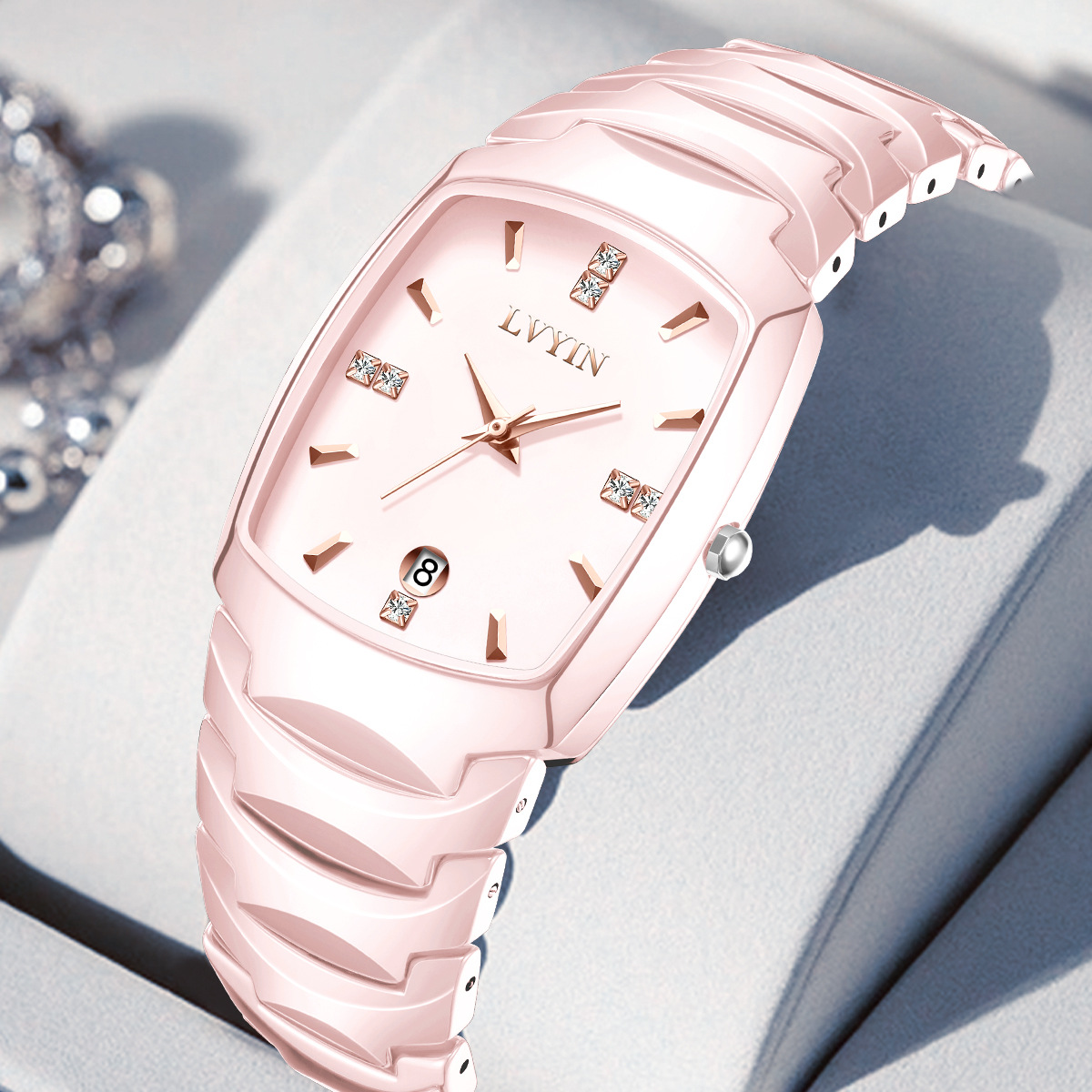 Barrel-shaped Best-selling Waterproof Ceramic Quartz Watchmens And Womens Timepieces photo 1