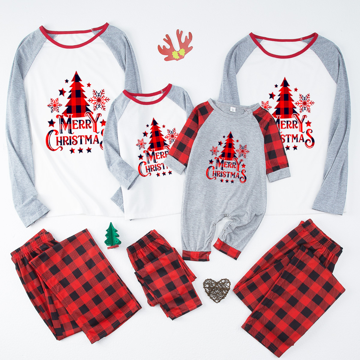 European And American Parent-child Homewear Clothes Christmas Homewear Parent-child Suit photo 2
