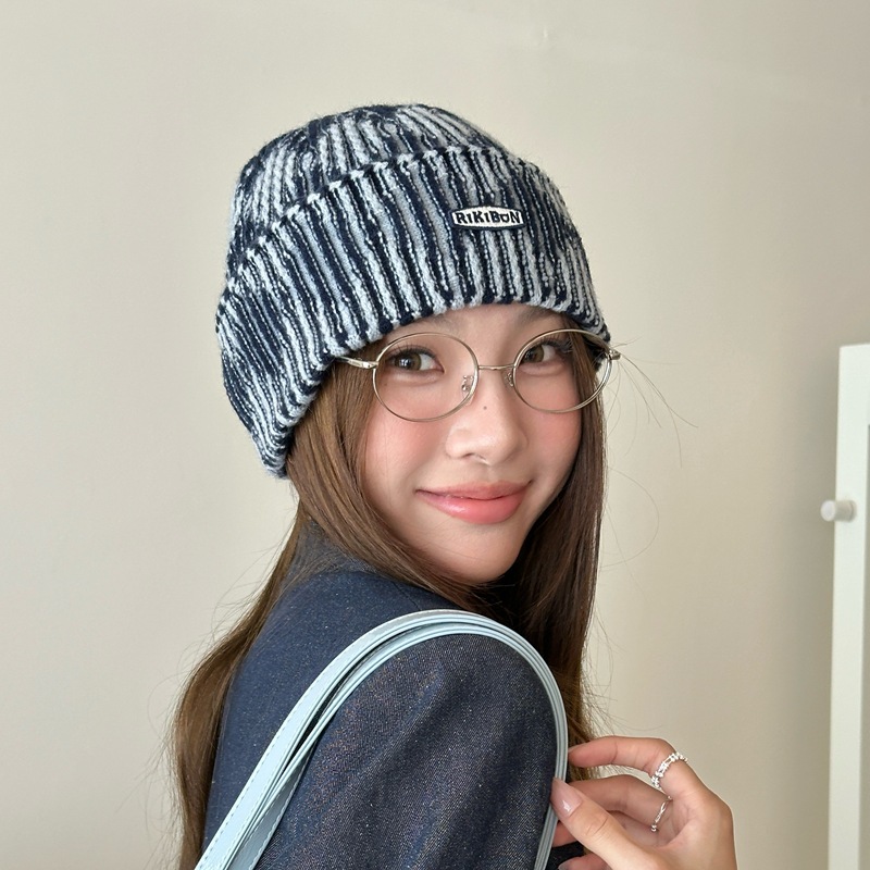Autumn Winter Warm Ear-Protecting Tie-Dye Colorblock Knitted Beanie photo 6