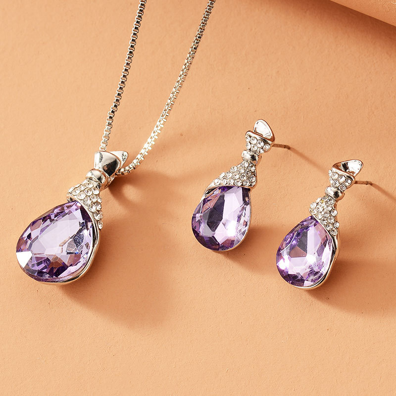 Bridal Jewelry Peacock Gem Necklace Earrings photo 1