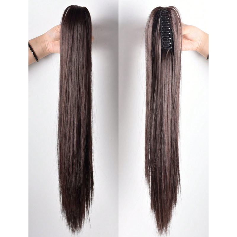 Womens Long Straight Ponytail Wig With Clip-In Medium-Length Straight Ponytail photo 5