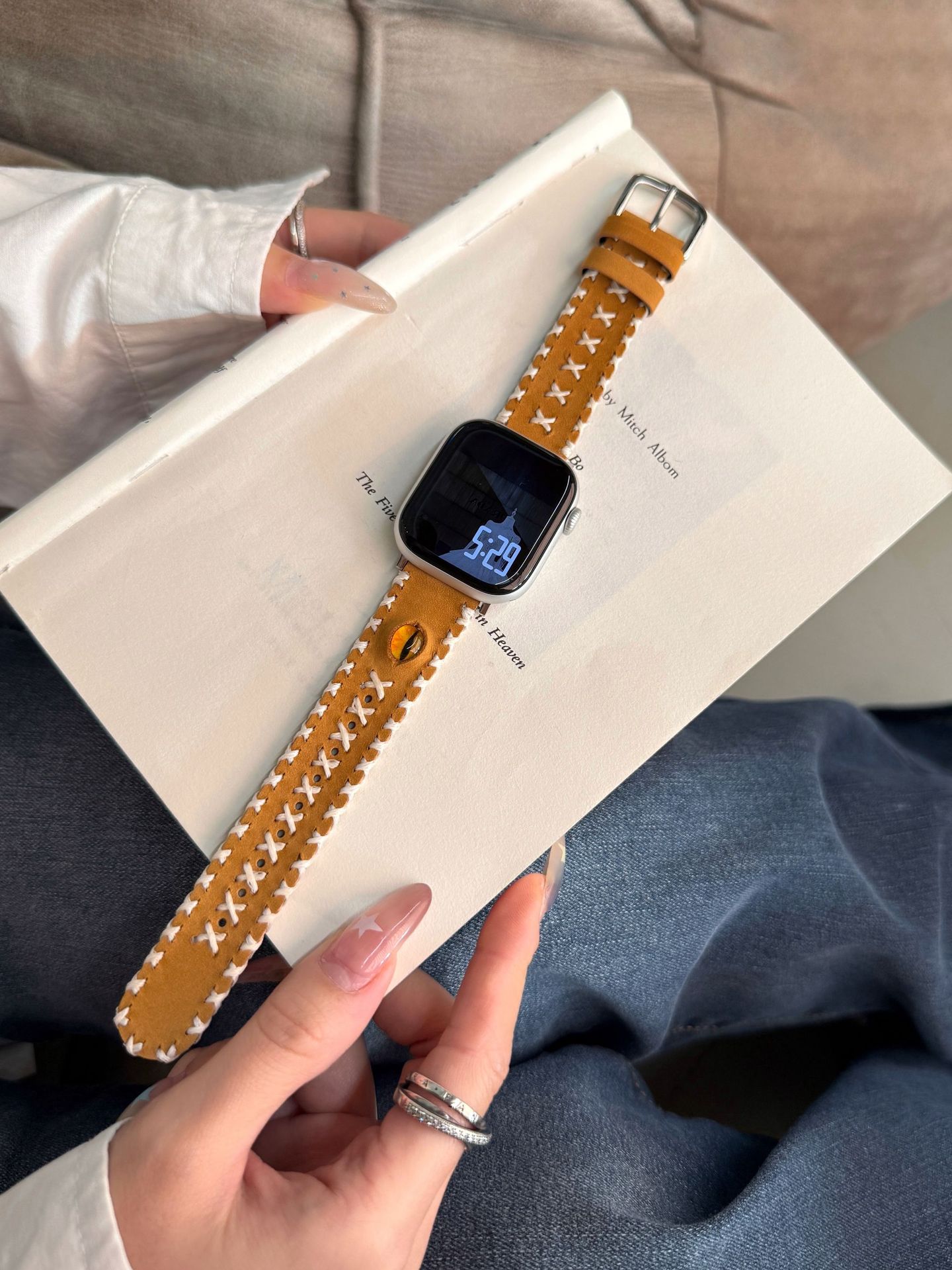 Fashionable Cat-eye Glazed Handmade Stitched Watch Strap photo 6