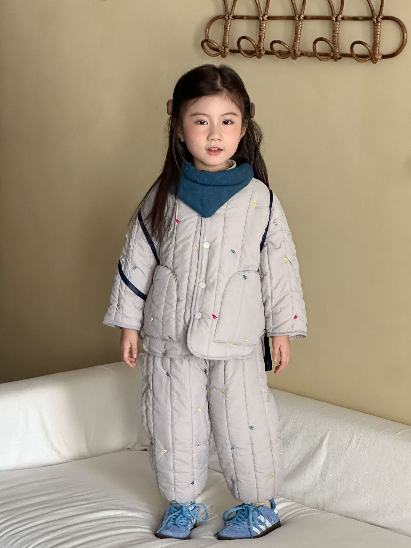 Childrens Cotton-padded Set Fleece-lined Warm Clothing photo 3