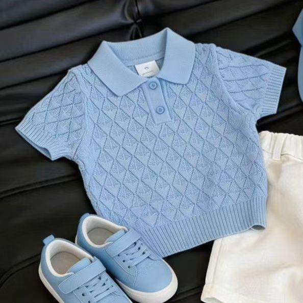 Hollow-out Knitted Short-sleeve Top And Casual Pants photo 3