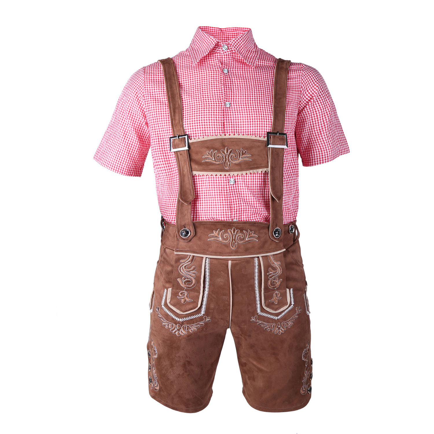 Embroidered Men's Beer-themed Overalls Set photo 4
