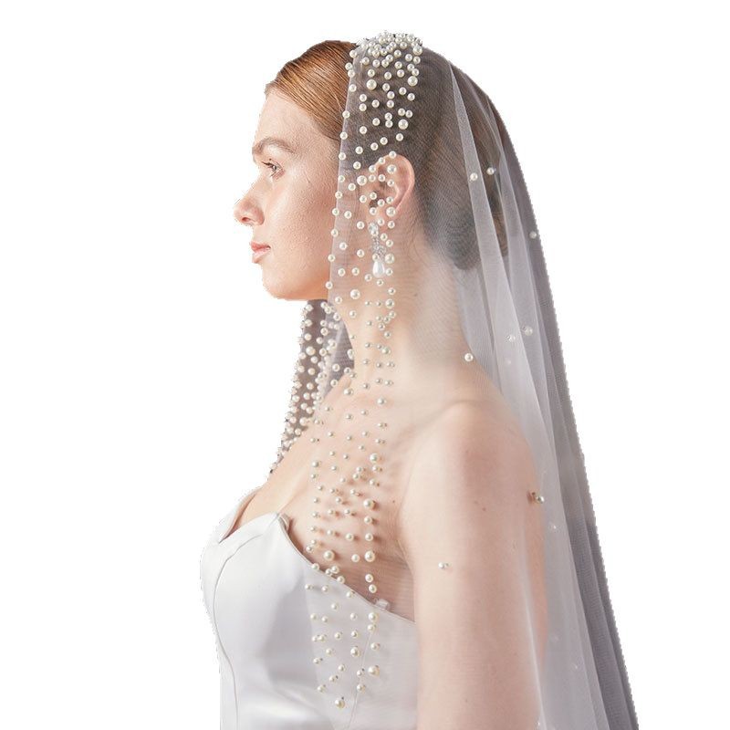 Bridal Beaded Single-layer Mid-length Veil photo 4
