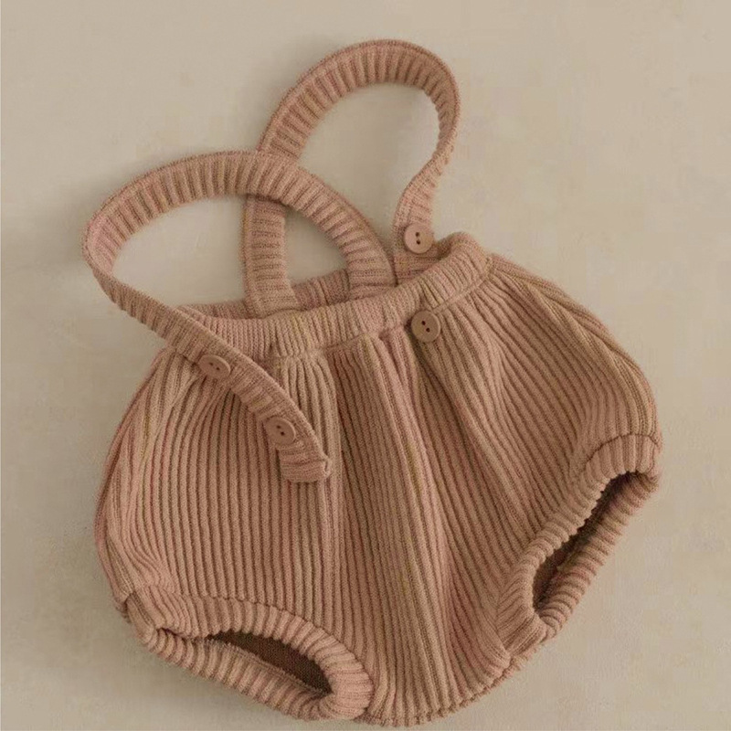 Baby Knitted Suspender Overalls, High-waisted Romper photo 4