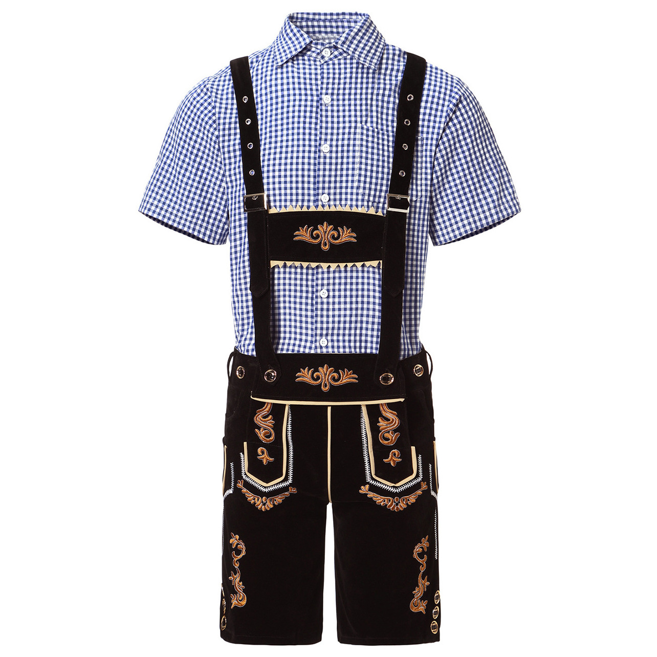 Embroidered Men's Beer-themed Overalls Set photo 2
