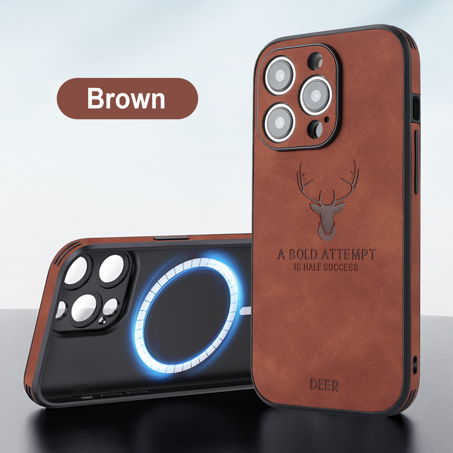 Phone Case Deer Head Built-in Magnetic Drop-resistant Protective Cover photo 3