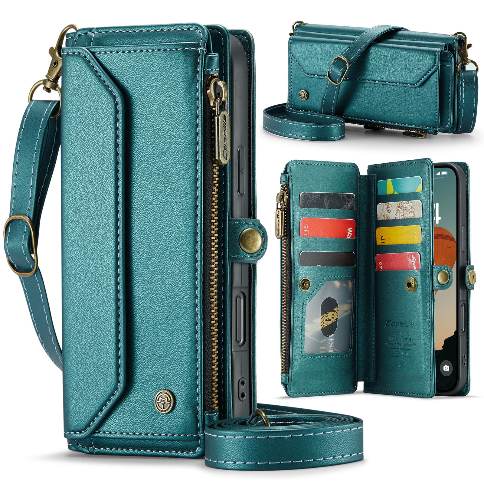 Multifunctional Solid-color Zippered Wallet Phone Case photo 3
