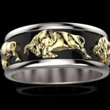 Wish Best-selling God Ox Ring Two-tone photo 1