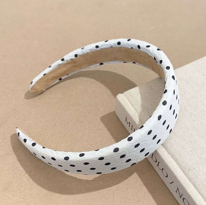 Sweet, Edgy, And Stylish Polka-dot Black-and-white Chiffon Headband photo 3