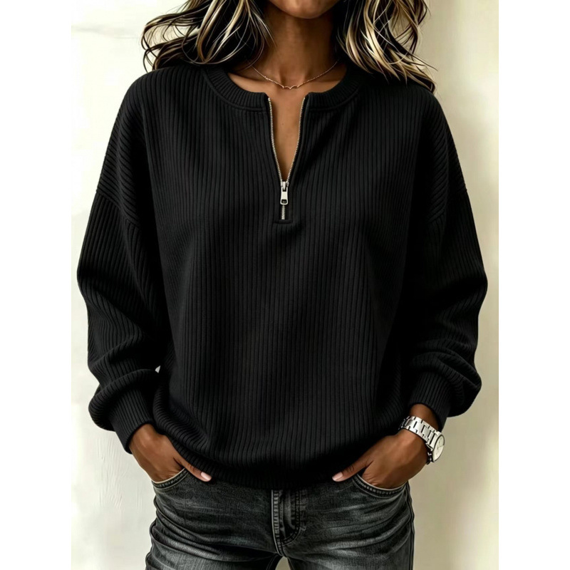 Zip-up Long-sleeve Drop-shoulder Casual Loose-fitting Crew Neck photo 8