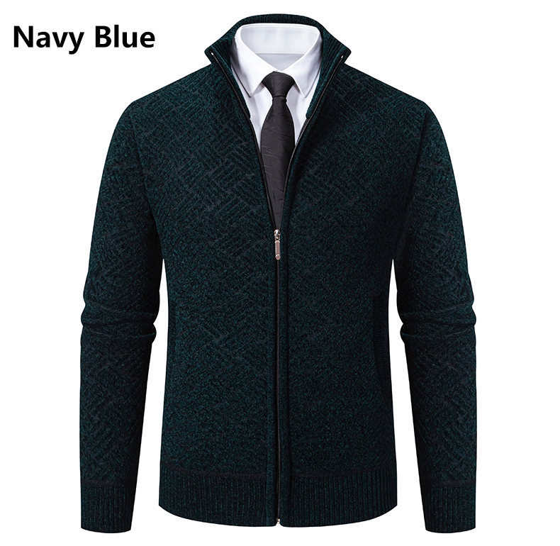 Men's Casual Stand-collar Knit Cardigan Jacket photo 5