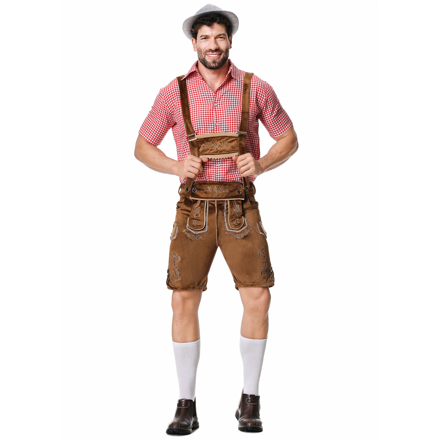 Embroidered Men's Beer-themed Overalls Set photo 7