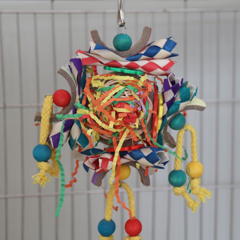 Colorful Vine Bal Paper Tube Bird Cage Decorative Pendant Parrot Toys photo 5