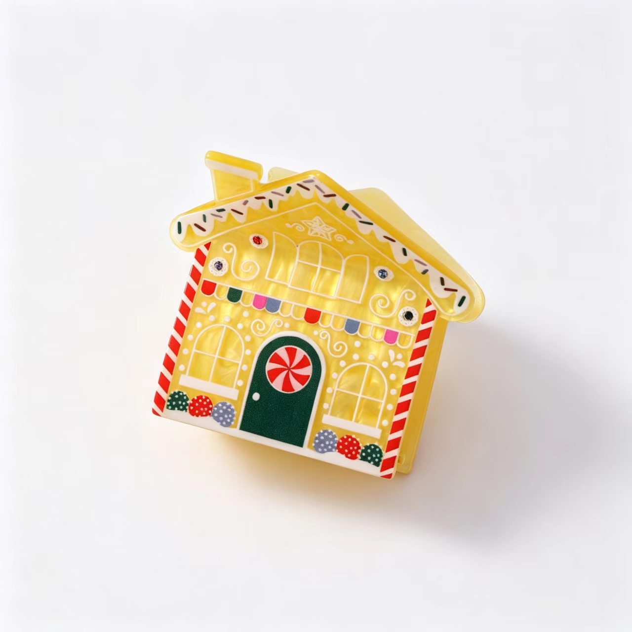 Christmas-themed Gingerbread House Hair Clip With Wispy Bangs photo 2