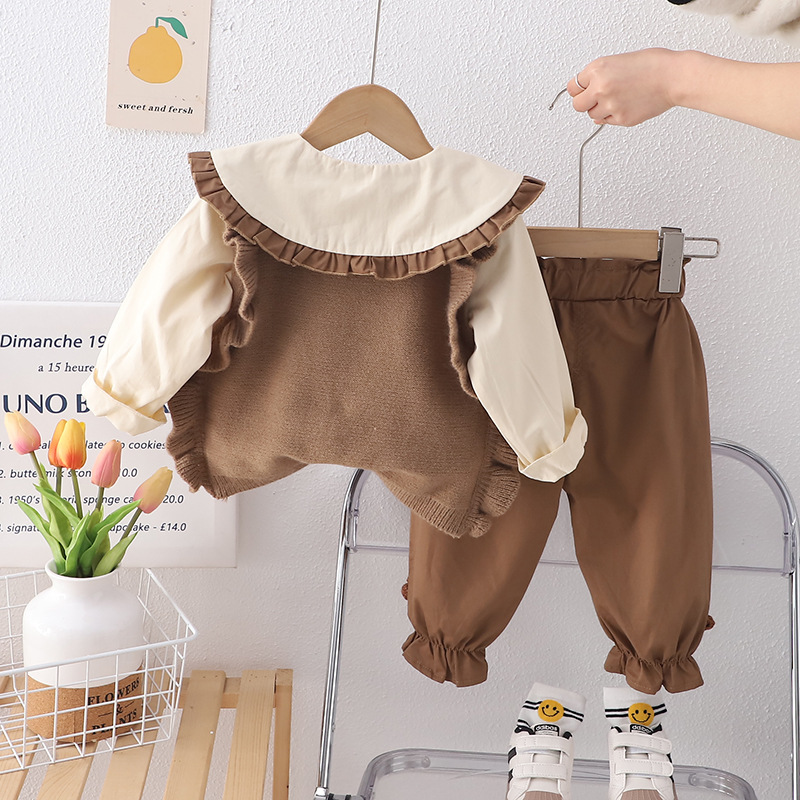 Baby Girl Spring Outfit Set Stylish Childrens Sweater Vest photo 2