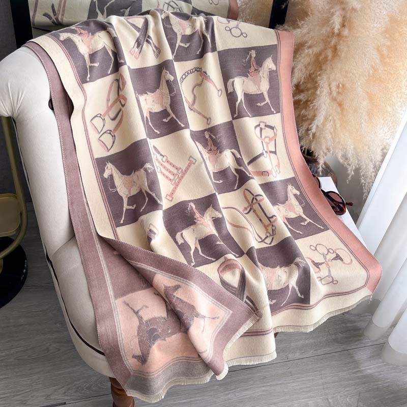 Thickened Double-sided Scarf With Tassel And Frayed Edges For Fall And Winter photo 3