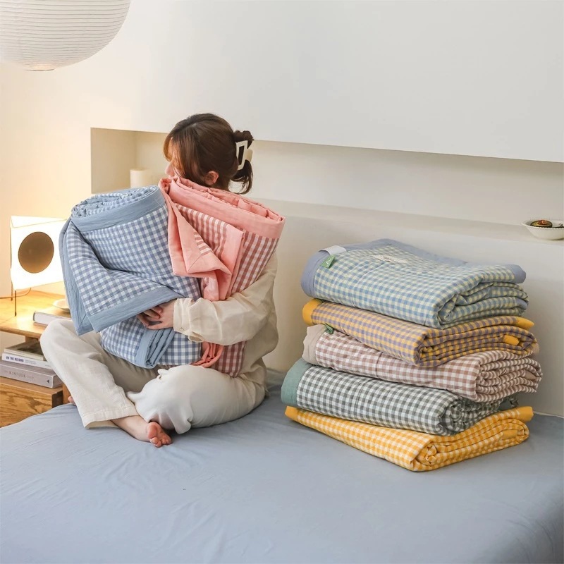 Japanese-style All-cotton Yarn-dyed Washed Cotton Summer Cooling Quilt photo 1