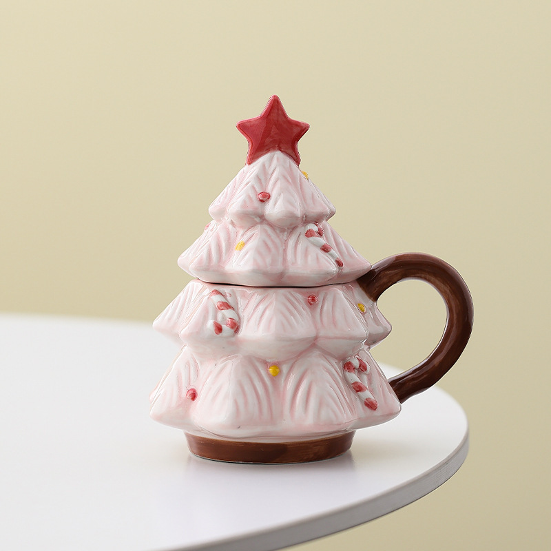 Ceramic Christmas Tree Shaped Mug - Festive Holiday Coffee Cup for Home Decor and Gift photo 1