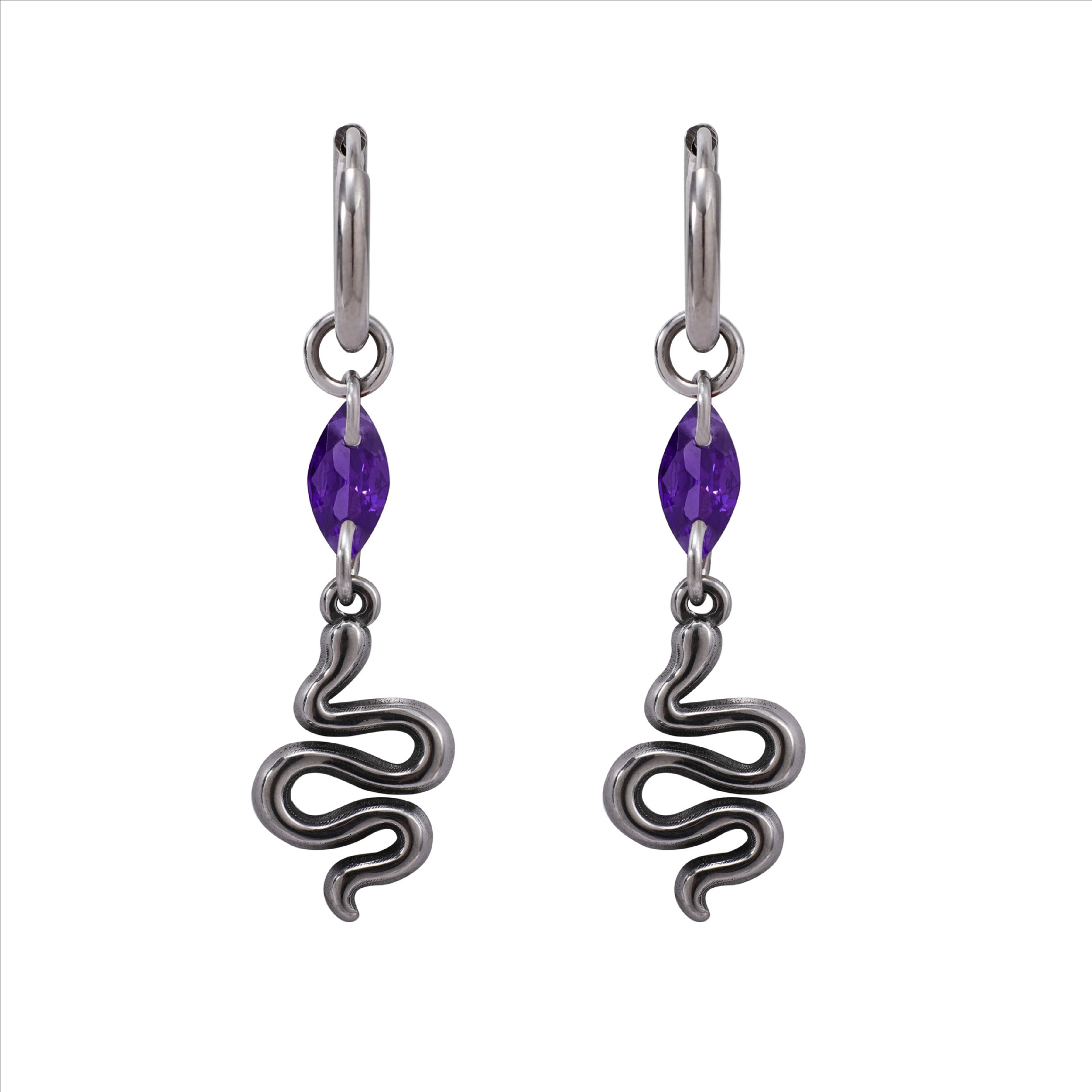 Serpentine Hip-hop Titanium Steel Earrings photo 8