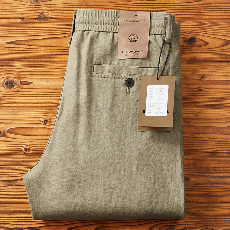 Men's Linen Elastic-Waist Drawstring Pants photo 3