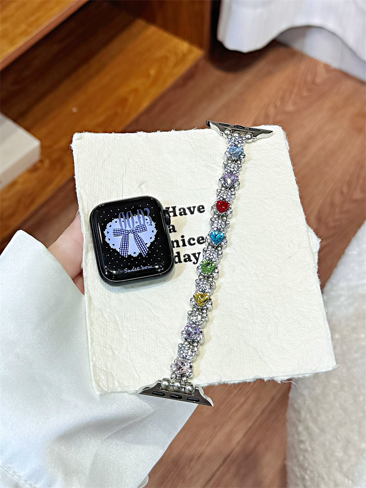 Colored Diamond Fashionable Metal Elastic Watch Strap photo 4