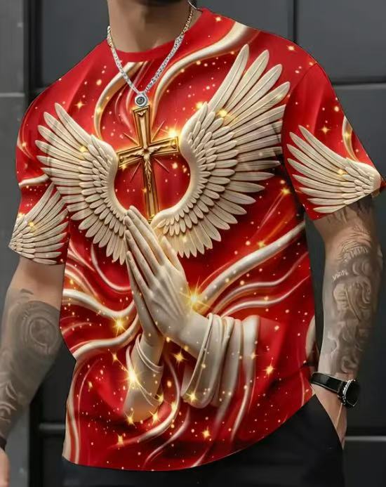 Men's And Women's Patterned Printed Short-sleeve Tops photo 3