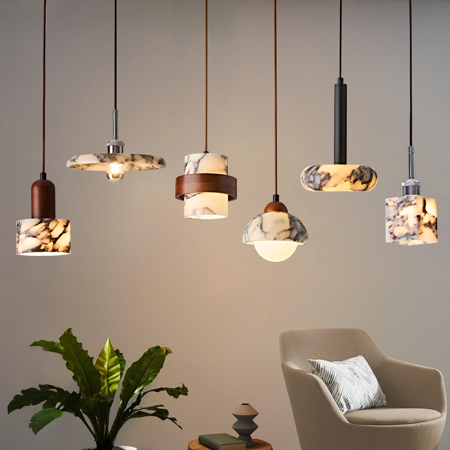 Home Creative Natural Marble Chandelier photo 1