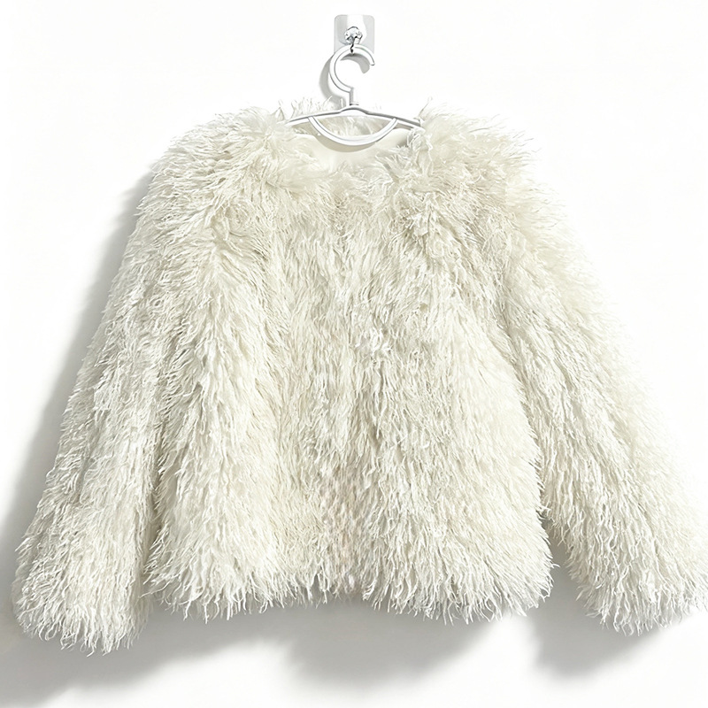 Women's Crew-neck Cashmere Casual Coat photo 3
