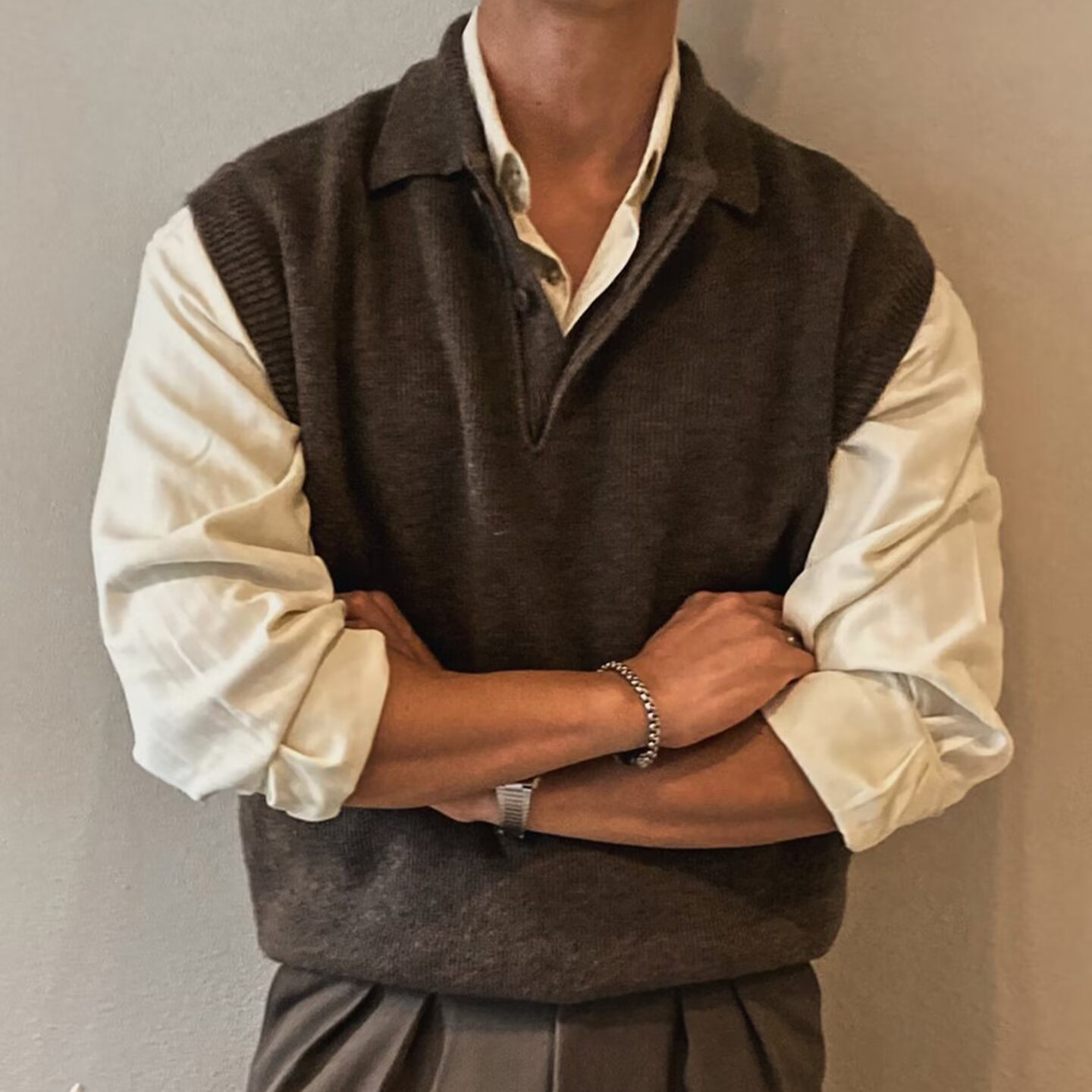 Mens Lapel Vest Business Knitwear Wool photo 2