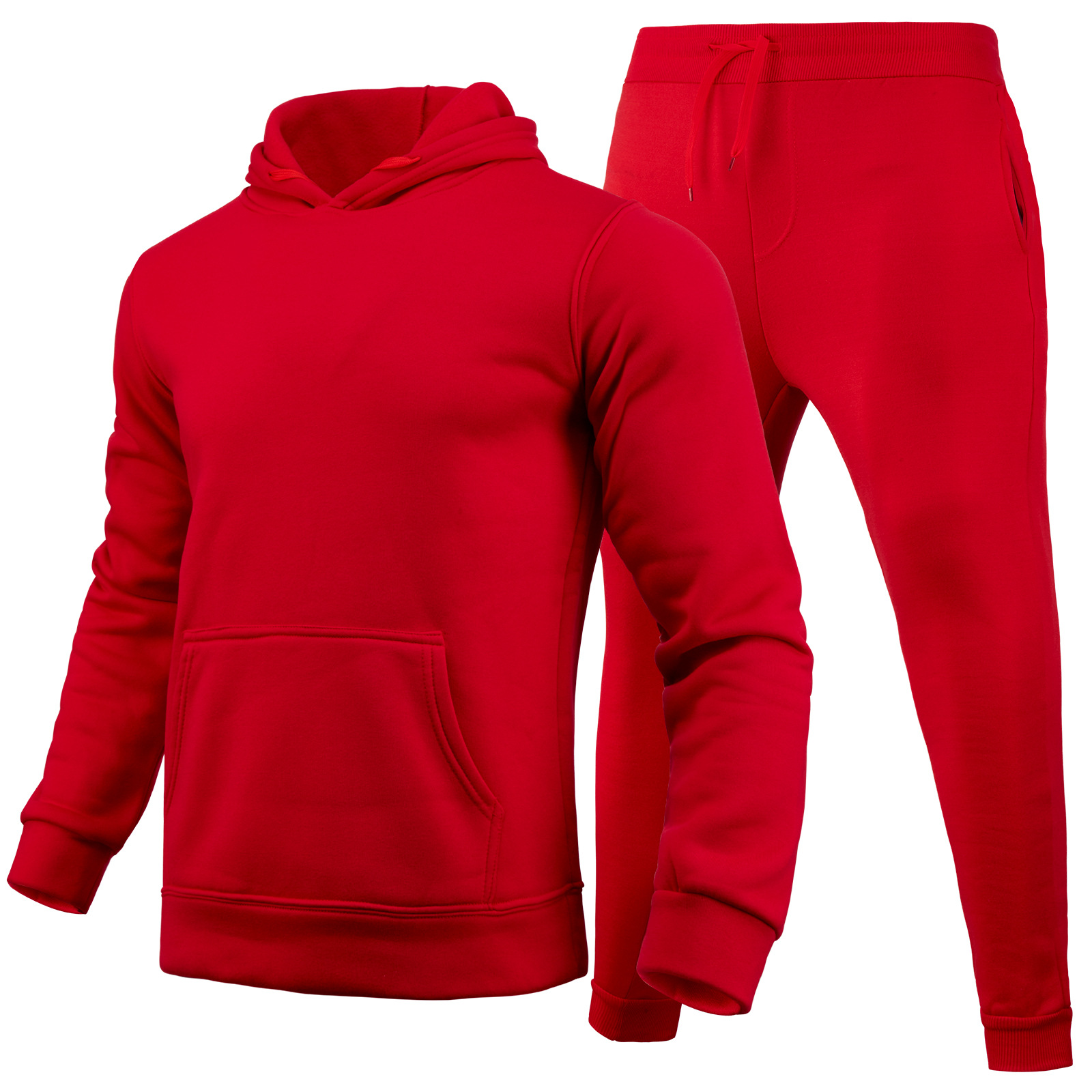 Slim-fit Solid Color Hoodie Set Urban Casual photo 4