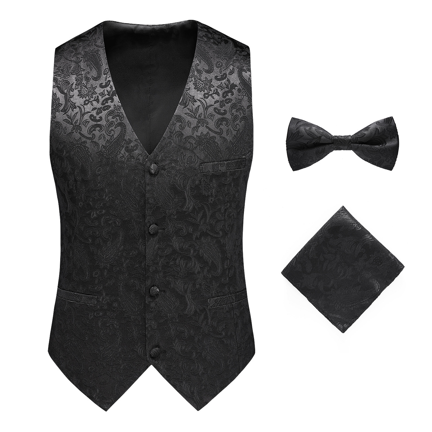 Men's Hollow-Out Formal Wear Plus-Size Hotel Attire Slim-Fit Three-Piece Suit photo 5