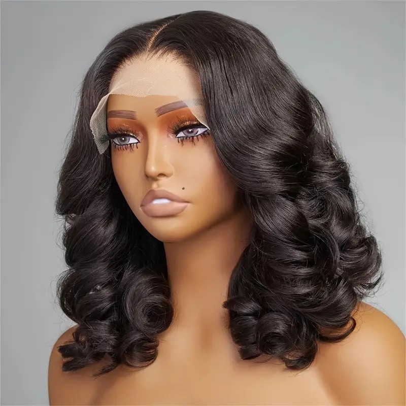 Body Wave 4x4 Transparent Lace Front Bob Wig 13x4 Human Hair photo 1