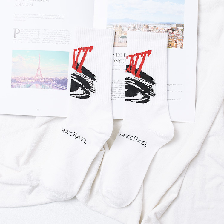 Graffiti Letter Mid-Calf Cotton Sports Socks photo 3